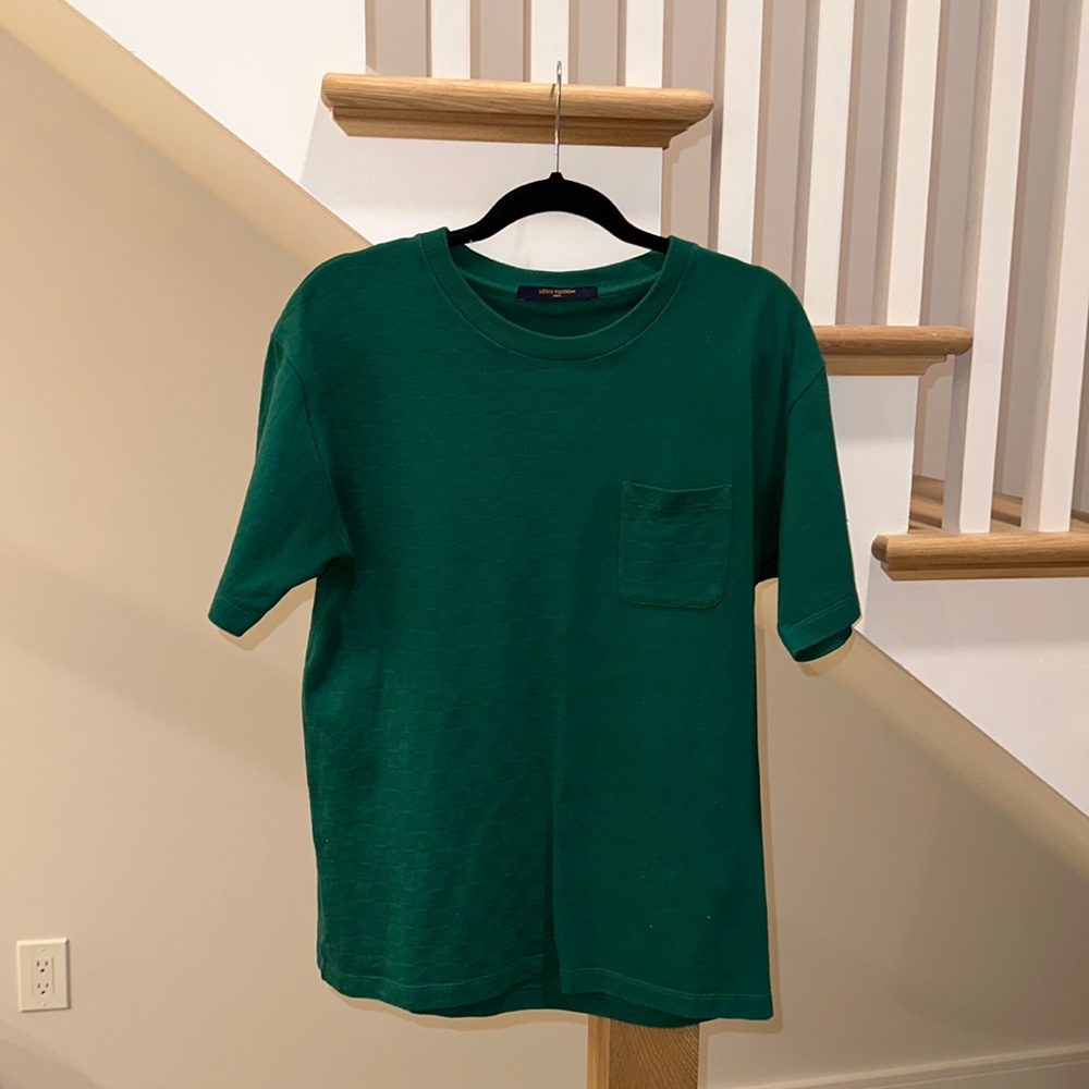Louis Vuitton Signature Green Plaid Pattern T-Shirt, Limited Edition